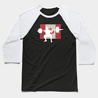 Powerlifting Squats Canadian Flag Baseball T-Shirt